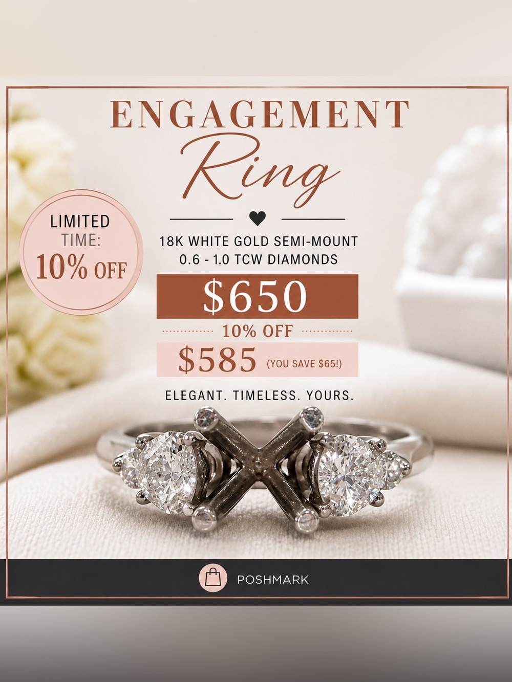 18 CT White Gold Semi Mounting Engagement Ring from Jared